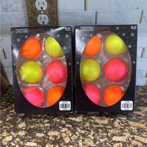 Christmas Shoppe Neon Glass Ornament Set